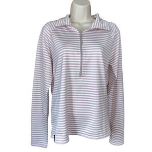 Oiselle Womens Lavender Stripe Quarter Zip Athletic Top Longsleeve Medium